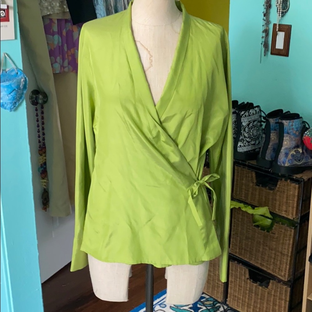 Pistachio green blouse silk blend